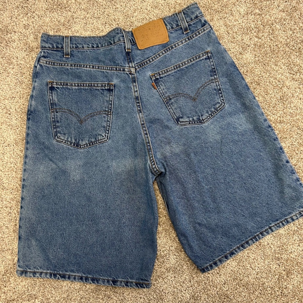 Vintage Levi's 565 Wide Leg Denim Shorts‎ Men Size 33 Made USA Orange Tab Grunge